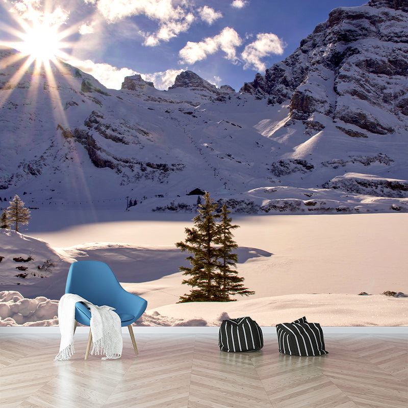 Snow Mountain Wall Mural Contemporary Wall Decoration for Living Room Bedroom