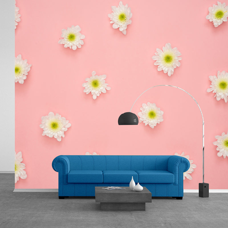 Flower Blossom Murals Modern Wall Covering for Sitting Room, Water Resistant