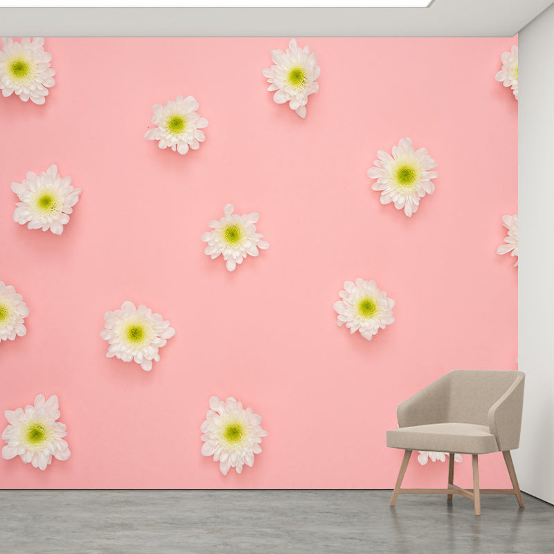 Flower Blossom Murals Modern Wall Covering for Sitting Room, Water Resistant