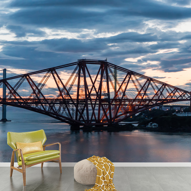 London City Mural Wallpaper Water-Resistant Wall Covering for Meeting Room Decoration