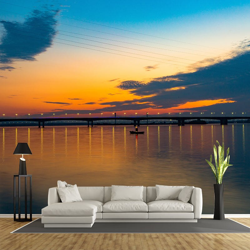 Night View of British Cities Mural Wallpaper Meeting Room Decoration, Water-Resistant