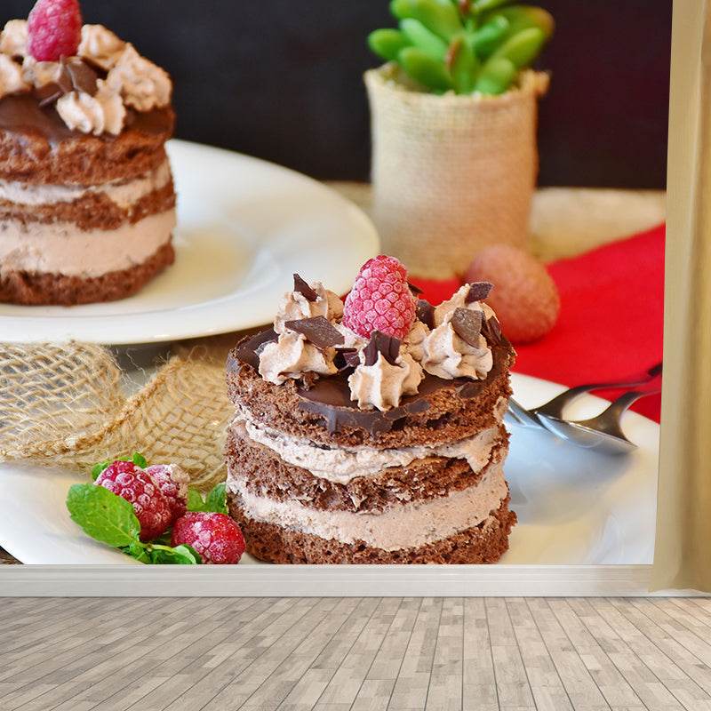 Delicious Cake Wall Decal Mural Stain Resistant Contemporary Dessert Shop Wall Covering