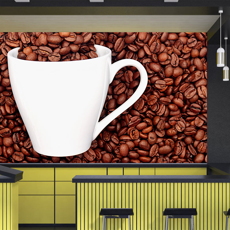 Coffee Beans Photo Mural Wallpaper Wall Art for Bar and Coffee Shop, Waterproofing