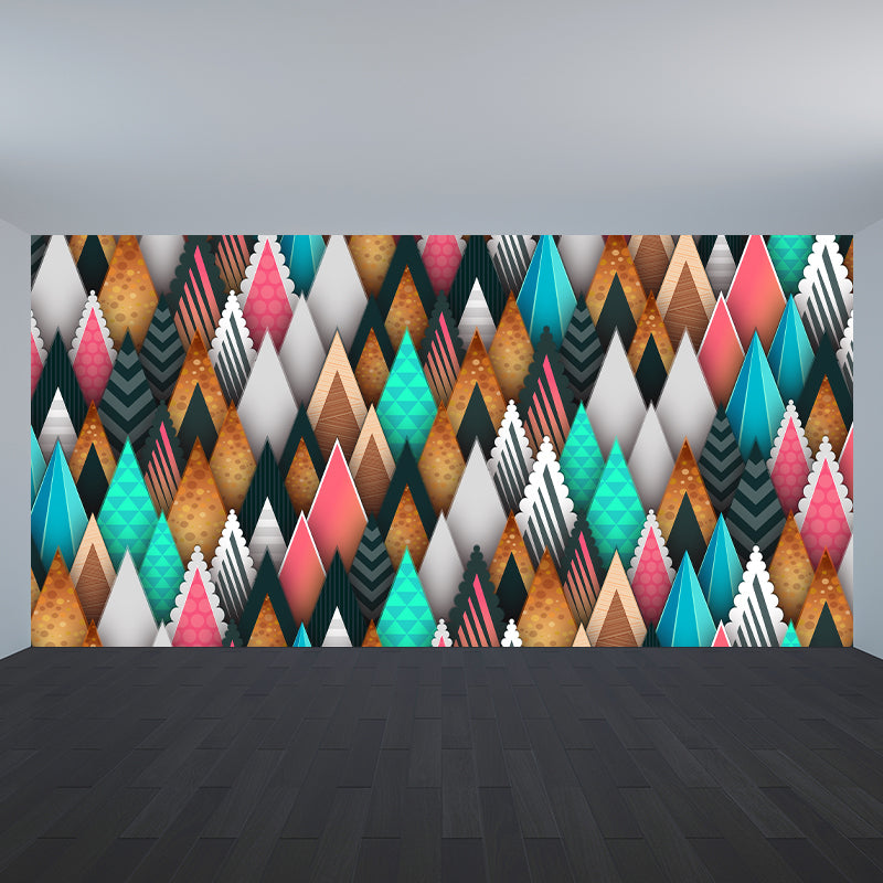 Geometric Triangle Wallpaper Mural Moisture Resistant Bedroom Wall Covering