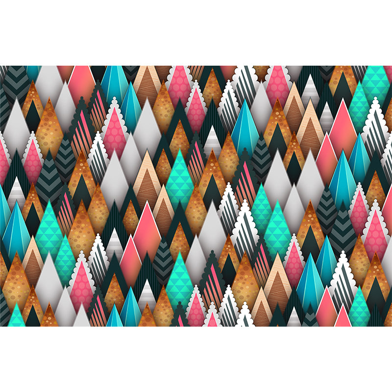 Geometric Triangle Wallpaper Mural Moisture Resistant Bedroom Wall Covering