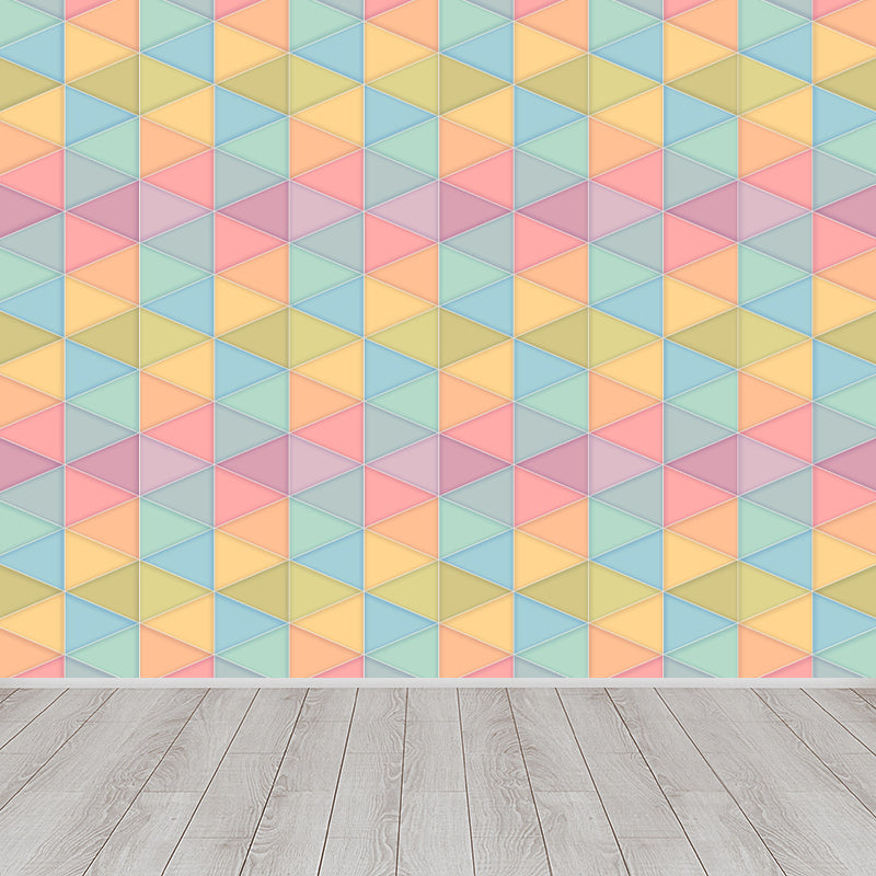 Geometric Triangle Wallpaper Mural Moisture Resistant Bedroom Wall Covering