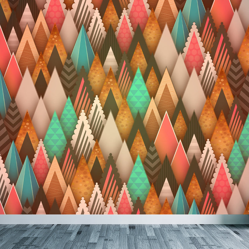Geometric Triangle Wallpaper Mural Moisture Resistant Bedroom Wall Covering