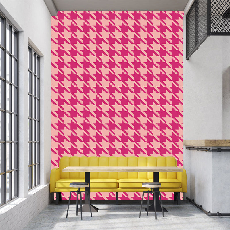 Houndstooth Wall Mural Modern Style Mildew ResistantDecorative Dining Room Wall Art