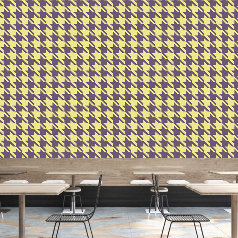 Houndstooth Wall Mural Modern Style Mildew ResistantDecorative Dining Room Wall Art