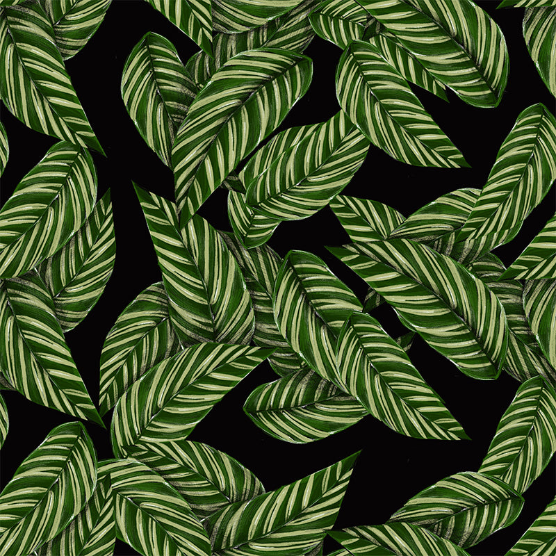 Leaves Pattern Mural for Bathroom Botanical Wall Art Illustration Moisture Resistant