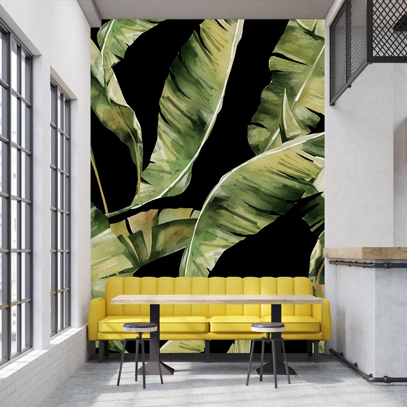 Illustration Ornamental Wall Mural Tropical Botanical Leaves Wall Covering for Dining Room
