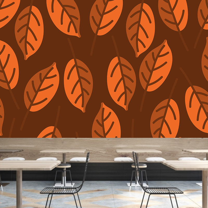 Illustration Ornamental Wall Mural Tropical Botanical Leaves Wall Covering for Dining Room