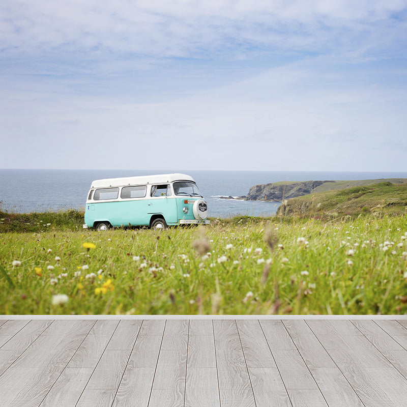 Little Bus Mural Wallpaper Mildew Resistant for Accent Wall Multiple Sizes Available