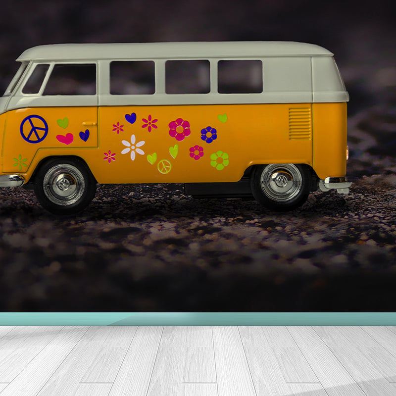 Little Bus Mural Wallpaper Mildew Resistant for Accent Wall Multiple Sizes Available