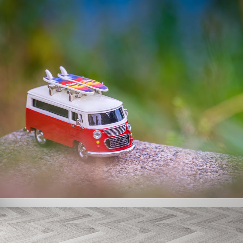 Little Bus Mural Wallpaper Mildew Resistant for Accent Wall Multiple Sizes Available