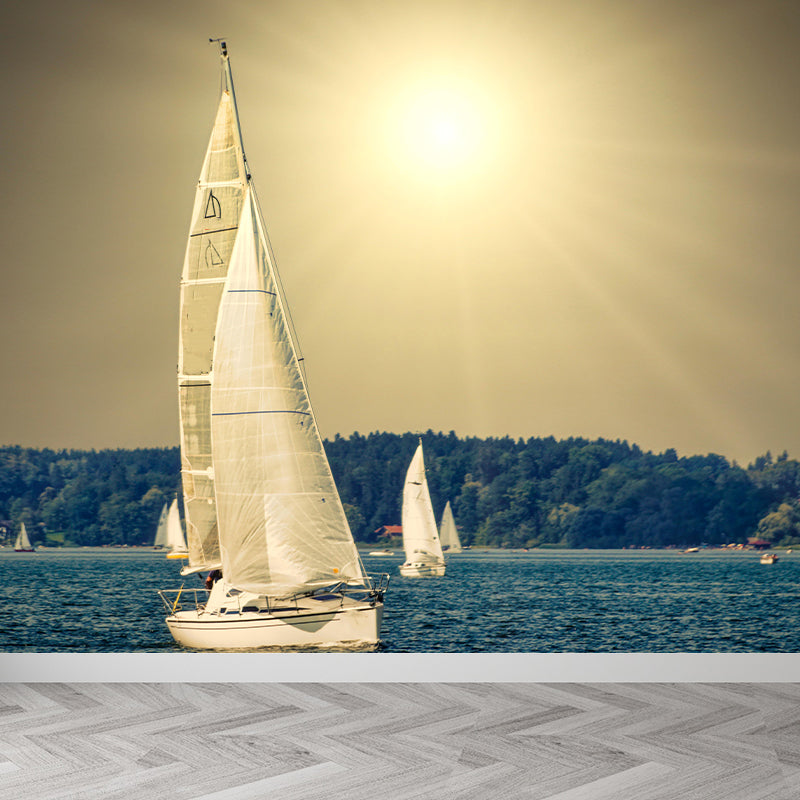Sailboat Mural Wallpaper Mildew Resistant for Accent Wall Multiple Sizes Available