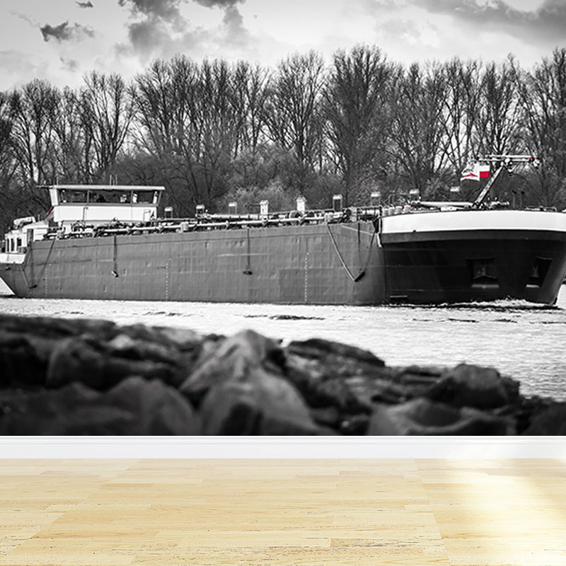 Photography Industrial Ship Mural Mildew Resistant Wall Covering for Home Decoration