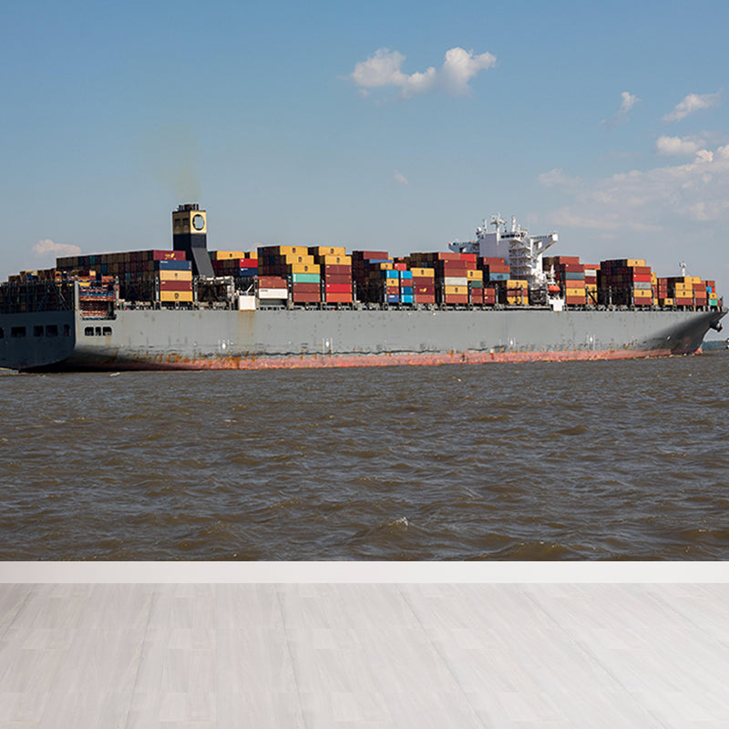 Photography Industrial Ship Mural Mildew Resistant Wall Covering for Home Decoration