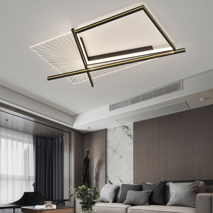 Minimalisme Aluminium LED Ceiling Mounted Light Squared 1-Light Flush Light for Living Room