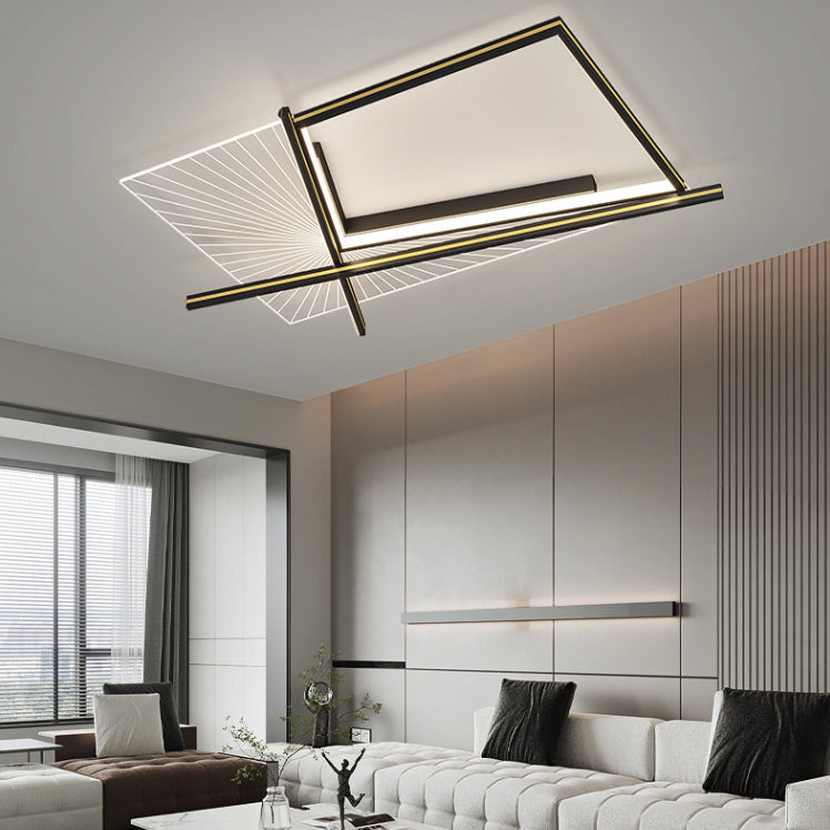 Minimalisme Aluminium LED Ceiling Mounted Light Squared 1-Light Flush Light for Living Room