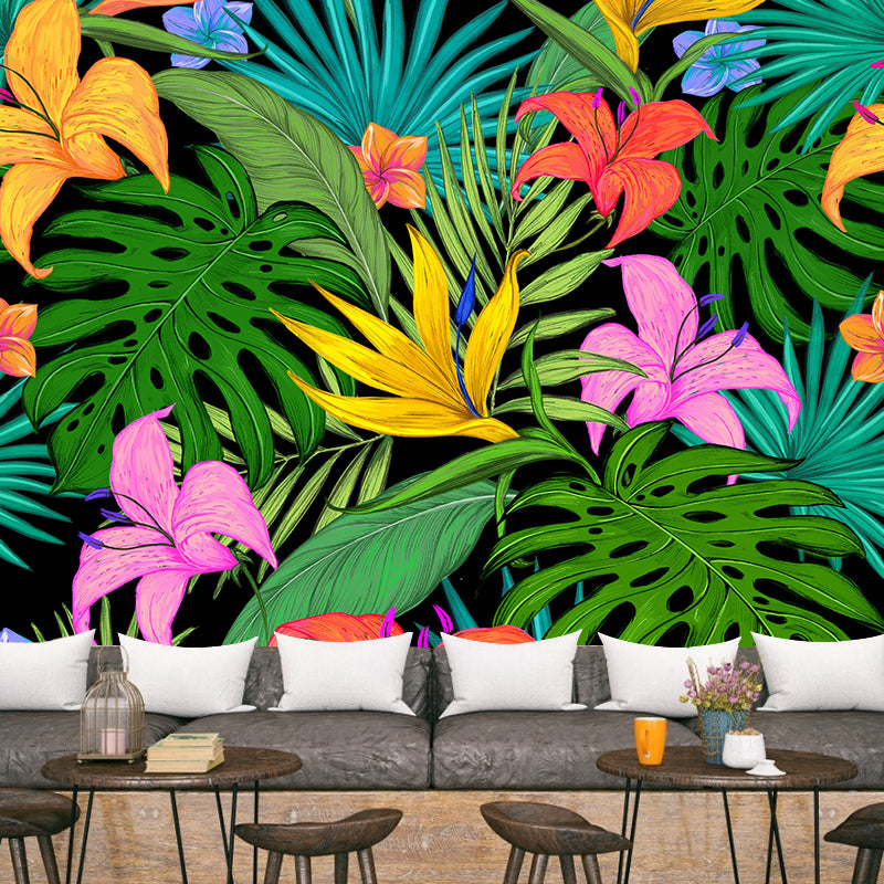 Leaves Pattern Mural Decal Tropical Decorative Illustration Kitchen Wall Covering