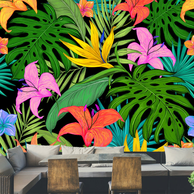 Leaves Pattern Mural Decal Tropical Decorative Illustration Kitchen Wall Covering