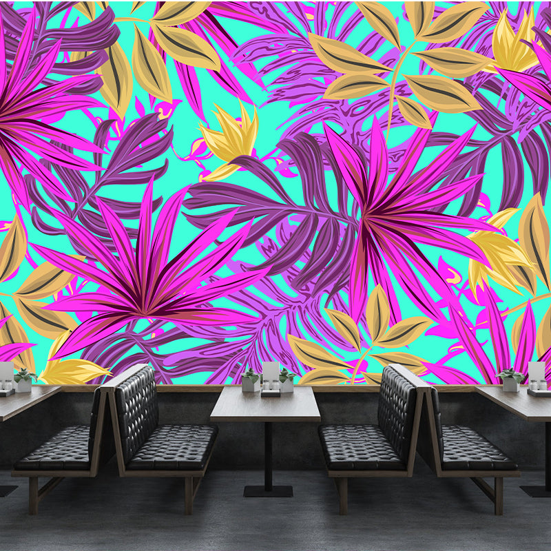 Mildew Resistant Ornamental Wall Mural Tropical Botanical Leaves Wall Covering for Accent Wall