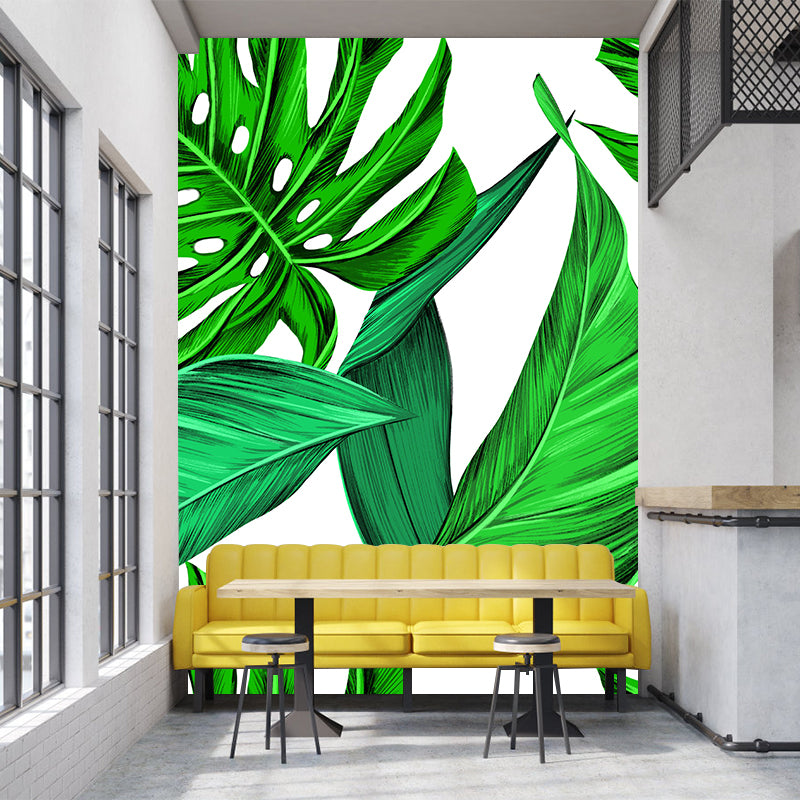 Mildew Resistant Ornamental Wall Mural Tropical Botanical Leaves Wall Covering for Accent Wall