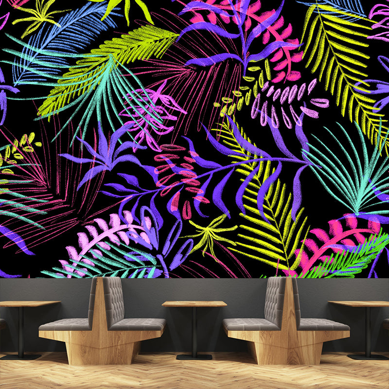 Mildew Resistant Ornamental Wall Mural Tropical Botanical Leaves Wall Covering for Accent Wall