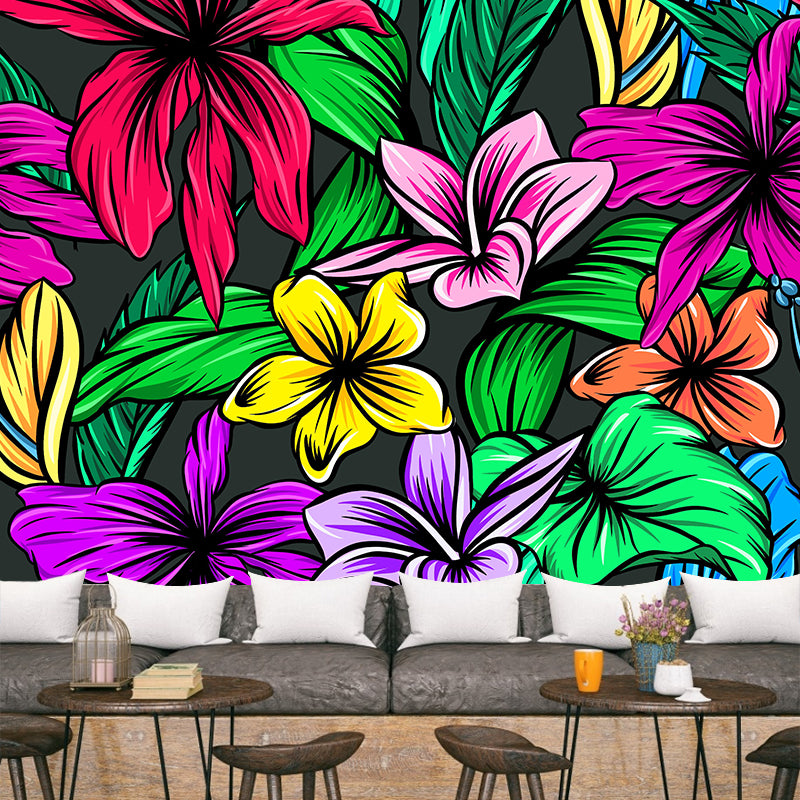 Mildew Resistant Ornamental Wall Mural Tropical Botanical Leaves Wall Covering for Accent Wall