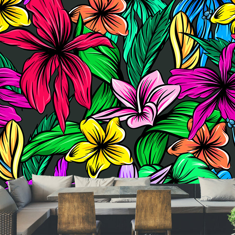 Mildew Resistant Ornamental Wall Mural Tropical Botanical Leaves Wall Covering for Accent Wall