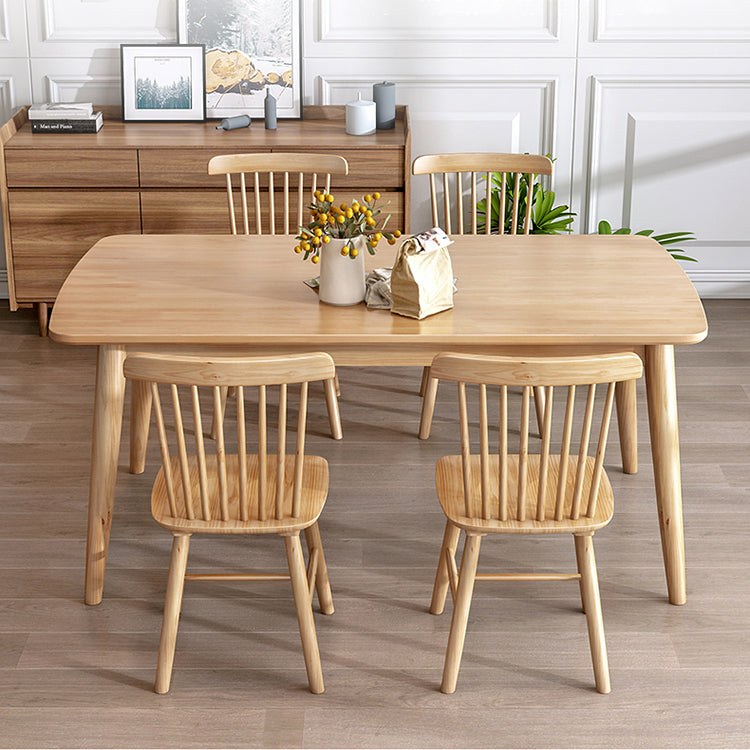 Modern Style Solid Wood Dining Set with 4 Legs Fixed Table Dinette Set for Dining Room