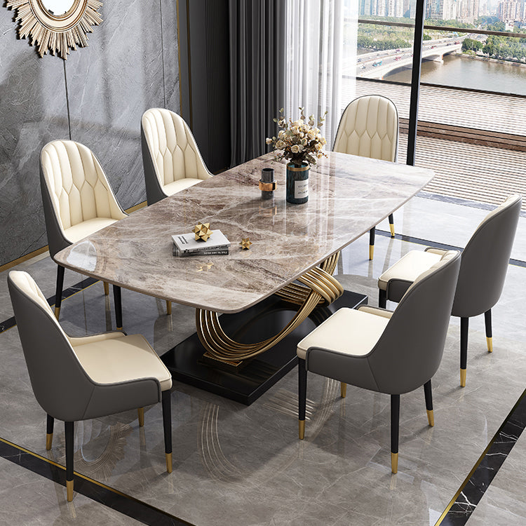Fixed Contemporary Sintered Stone Kitchen Table Set with Pedestal Base Furniture for Home