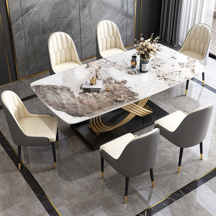 Fixed Contemporary Sintered Stone Kitchen Table Set with Pedestal Base Furniture for Home
