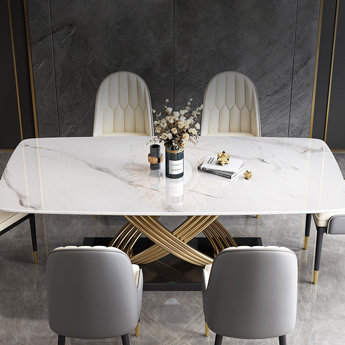 Fixed Contemporary Sintered Stone Kitchen Table Set with Pedestal Base Furniture for Home