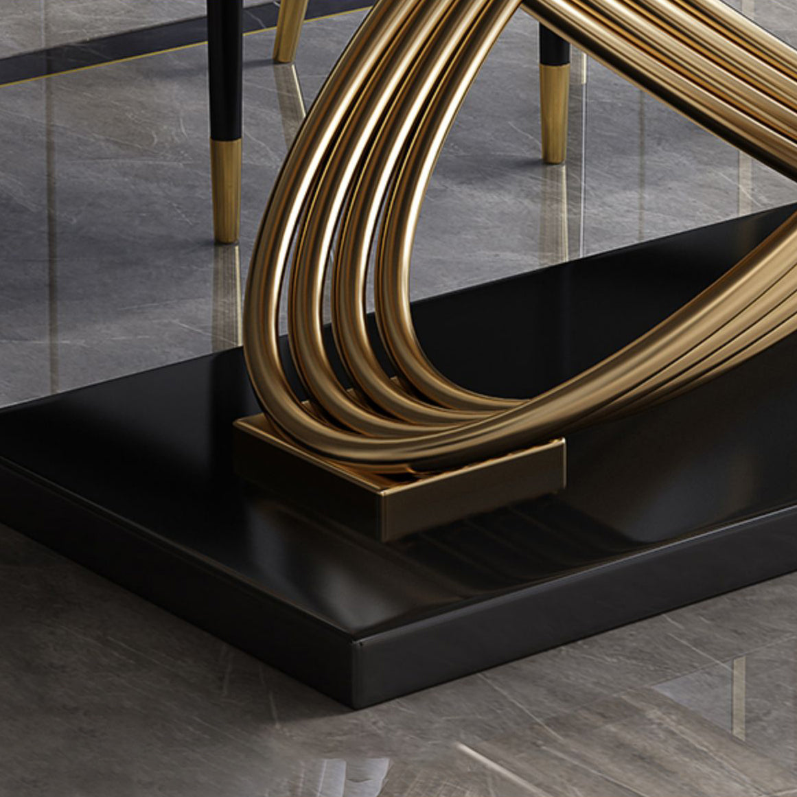 Fixed Contemporary Sintered Stone Kitchen Table Set with Pedestal Base Furniture for Home