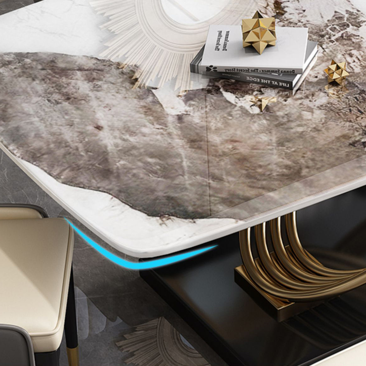 Fixed Contemporary Sintered Stone Kitchen Table Set with Pedestal Base Furniture for Home