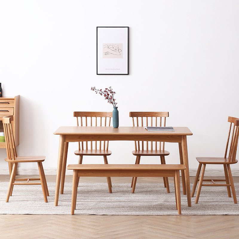 Minimalist Style Solid Wood Top Dining Table Set of Rectangle Shape Formal Dinette Set