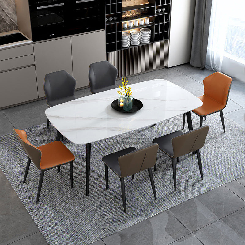 Modern Sintered Stone Dining Room Set with Black Base Dining Furniture for Home Use
