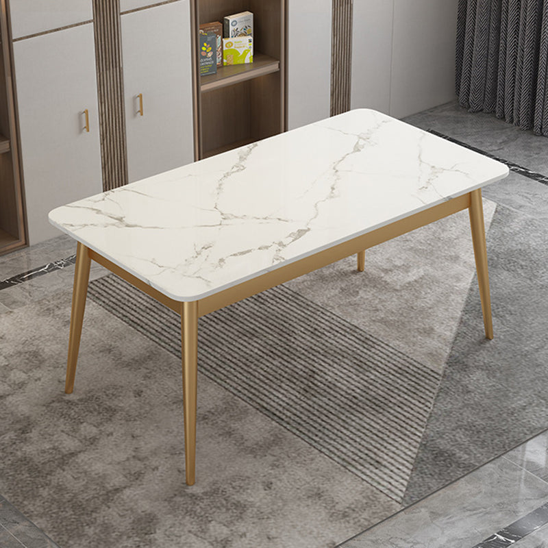 Modern Sintered Stone White Dining Table Set Standard Height Black Legs Dining Set for Home Use