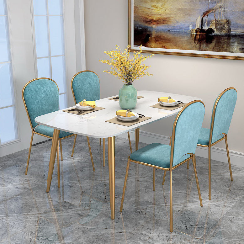Scandinavian Kitchen Dining Room Set with Sintered Stone Top and 4 Legs Base Dining Furniture