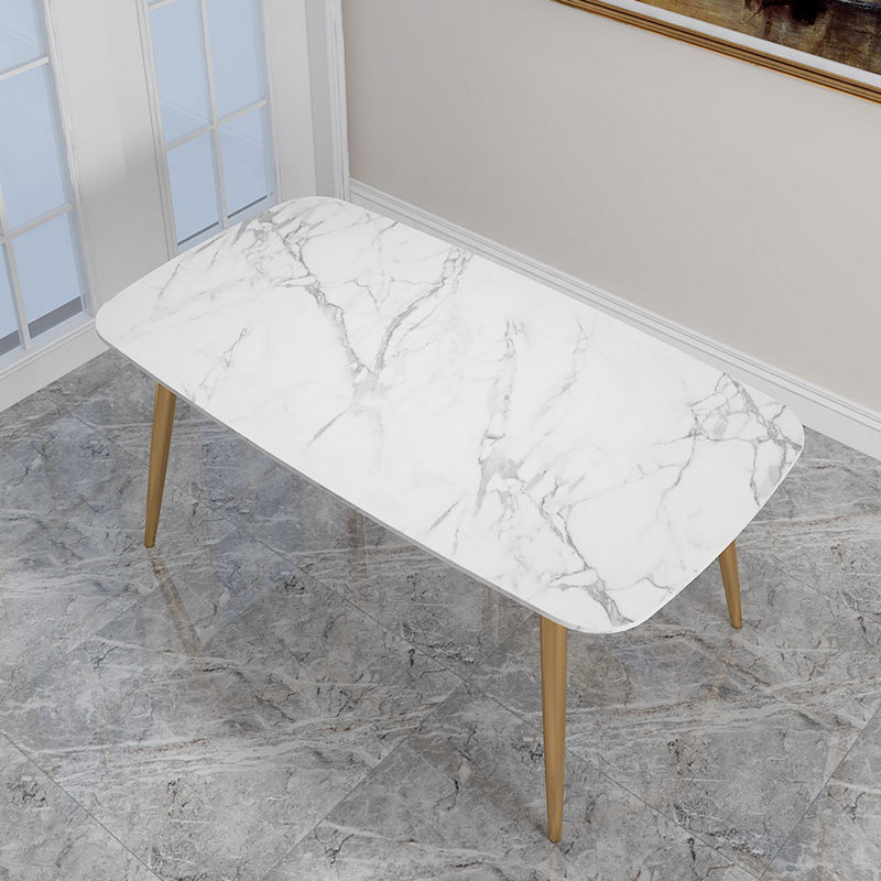 Scandinavian Kitchen Dining Room Set with Sintered Stone Top and 4 Legs Base Dining Furniture