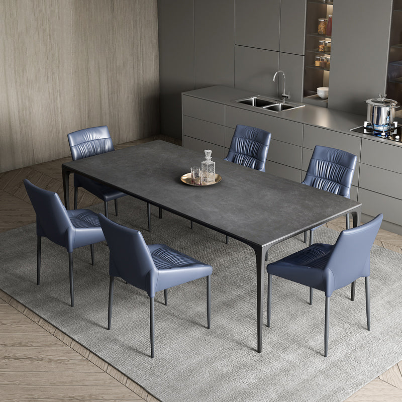Modern Kitchen Dining Room Set with Sintered Stone Top and Black Base Dining Furniture Set