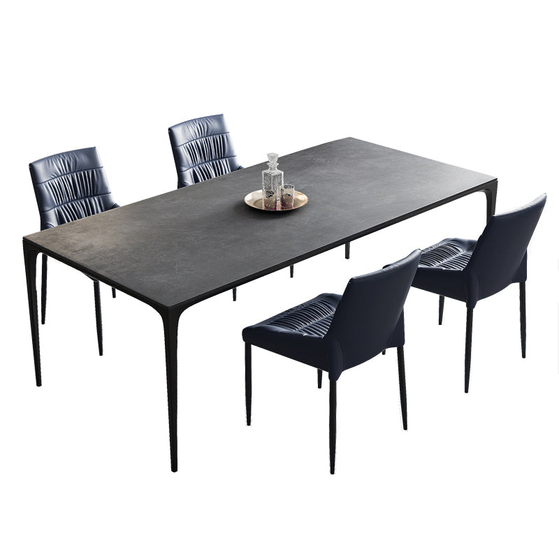 Modern Kitchen Dining Room Set with Sintered Stone Top and Black Base Dining Furniture Set