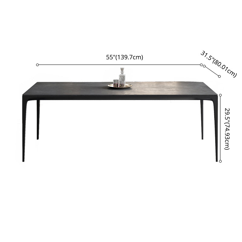 Modern Kitchen Dining Room Set with Sintered Stone Top and Black Base Dining Furniture Set