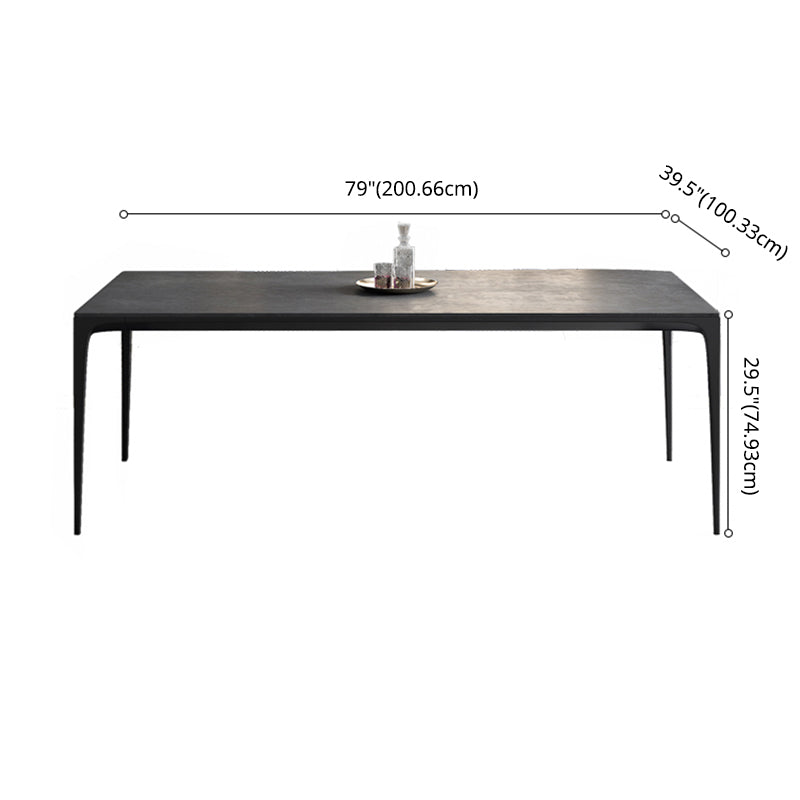 Modern Kitchen Dining Room Set with Sintered Stone Top and Black Base Dining Furniture Set
