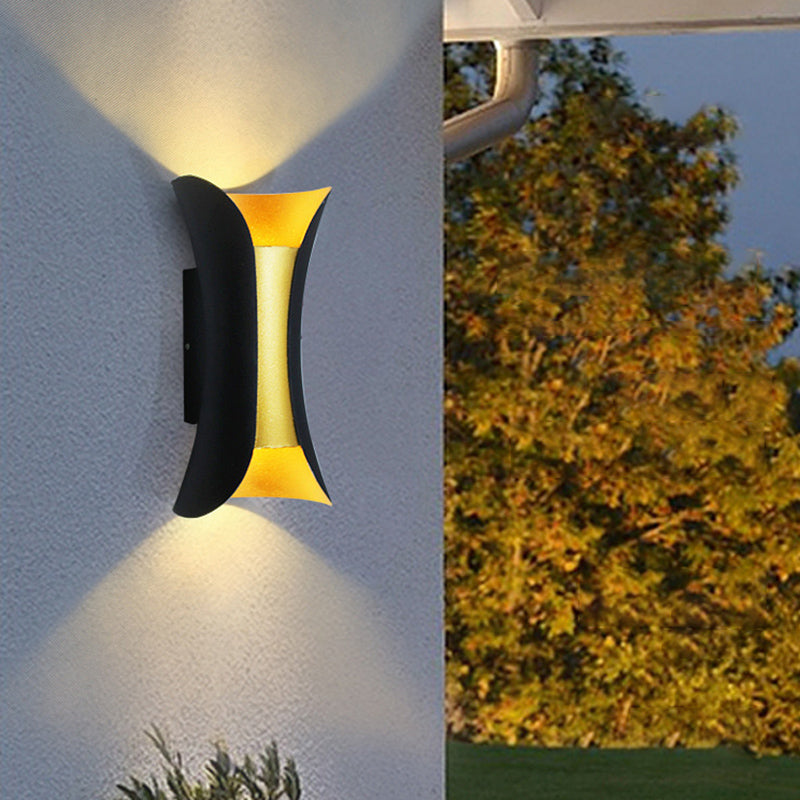 Curved Wall Light Lamp Sconce Modern Style Aluminum 2-Lights Black and Gold Wall Sconces