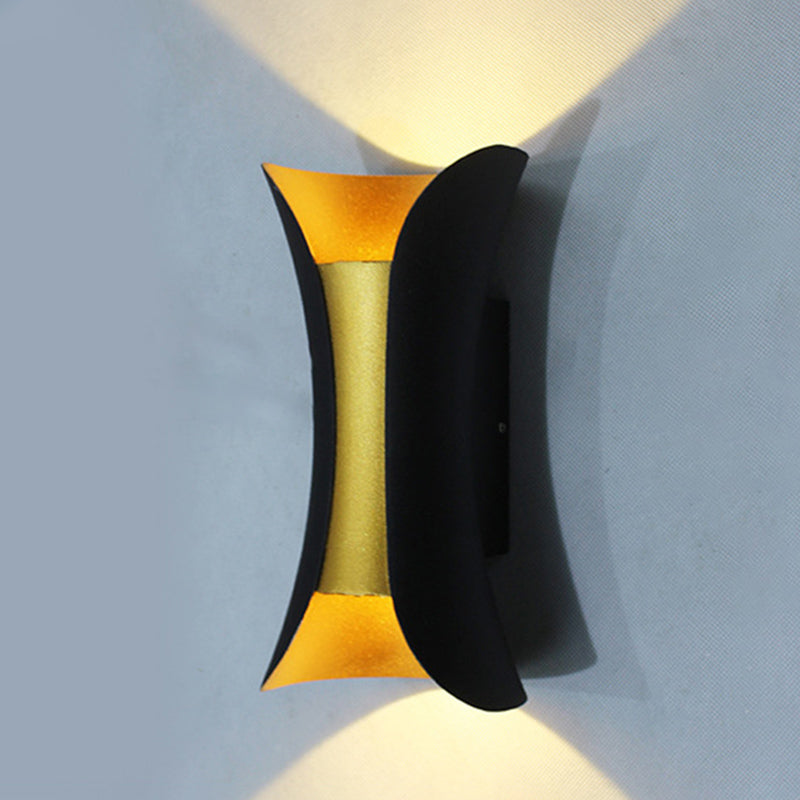 Curved Wall Light Lamp Sconce Modern Style Aluminum 2-Lights Black and Gold Wall Sconces