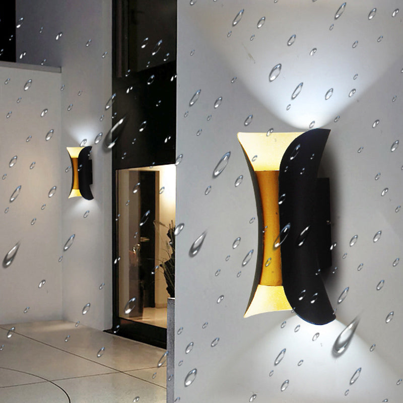 Curved Wall Light Lamp Sconce Modern Style Aluminum 2-Lights Black and Gold Wall Sconces