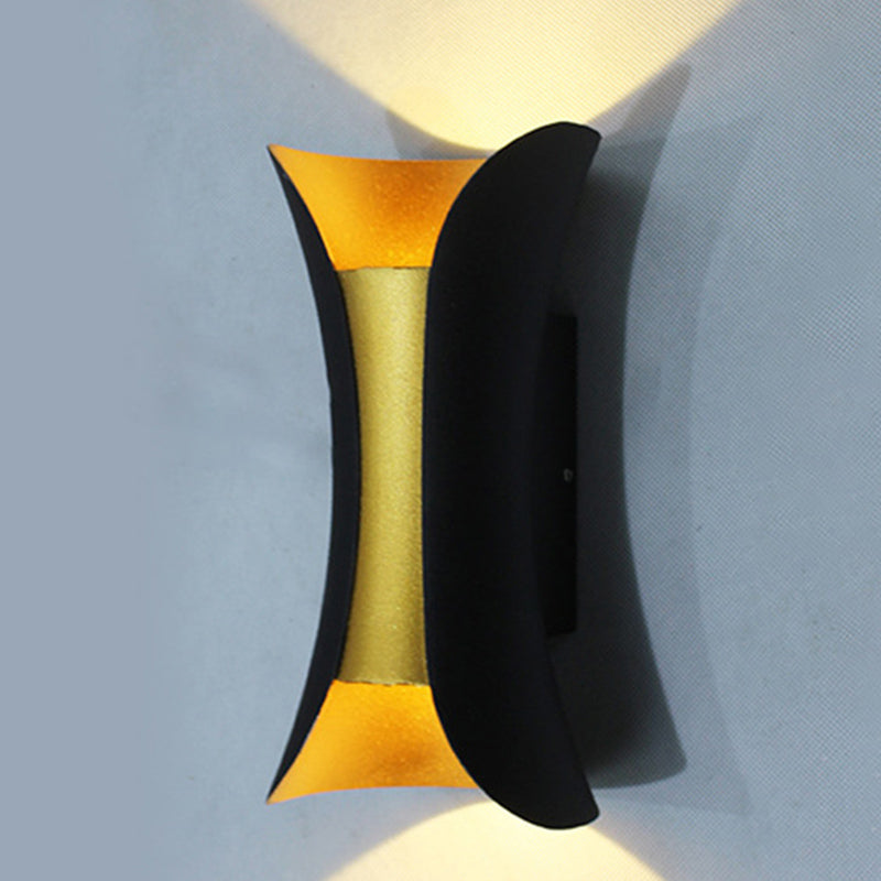 Curved Wall Light Lamp Sconce Modern Style Aluminum 2-Lights Black and Gold Wall Sconces